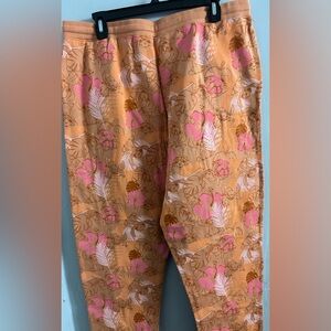 Brand New Disney Womens Orange Lilo & Stitch Sweatpants Tropical Pockets